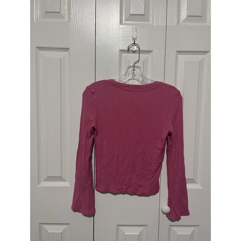 Reformation Gellar Knit Long Sleeve Cardigan Pink Medium - Picture 3 of 5